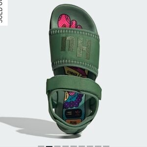 Pharrell x adidas Adilette 2.0 Sandals Hu Tribe Green Mesh Band Sz  8 Streetwear